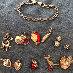 Brighton Link Charm bracelet, 9 charms, 3 spacers